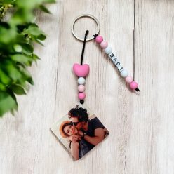 Fényképes kulcstartó - 2 ágú - egyedi felirattal