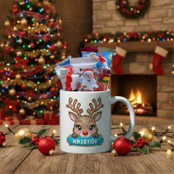   Mikulás ajándékcsomag neves bögrével, díszcsomagolásban #2 - kék