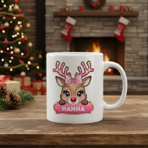 Mikulás bögre egyedi névvel és különleges grafikával #1 - rózsaszín