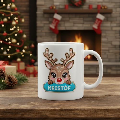 Mikulás bögre egyedi névvel és különleges grafikával #2 - kék