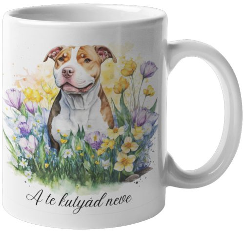 Amerikai pitbull terrier bögre, névvel