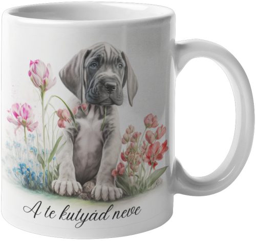 Német dog bögre, névvel