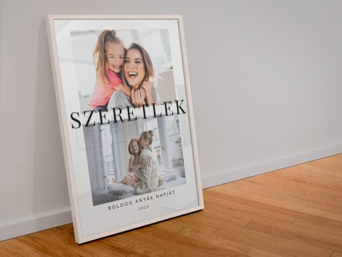 Anyák napi poszter "Szeretlek" felirattal és 2 képpel