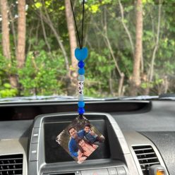   Visszapillantóra akasztható lógó - egyedi felirattal (kék)