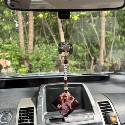   Visszapillantóra akasztható lógó - egyedi felirattal (barna)